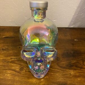 Crystal iridescent skull shaped bottle
